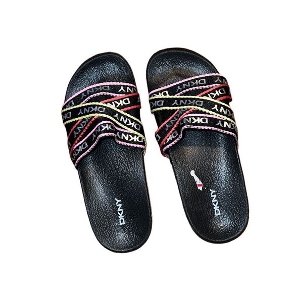 DKNY Kid Textile Multicolored Slides Size 3 - Picture 1 of 5